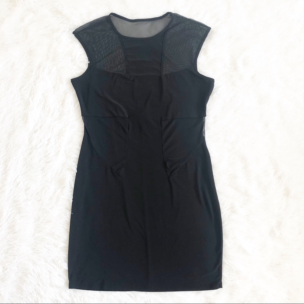 Body Central Solid Black Cut Out Mesh Dress